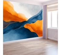 Wall Mural 500 x 280 cm - Photo Wallpaper, Watercolor Style Realistic Visual Effect Durable Non-Woven Material, Abstract Waves Mountains for Living Room, Bedroom or Office