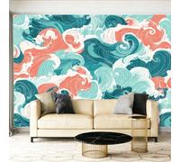 Wall - Mural 78.7" x 55.1" Premium Poster Pop Art Ripples Waves on-Woven Large Decorative Wallpaper for Children's Room Living Room Home Dark Green