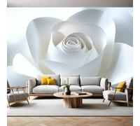 Wall Mural Abstract Paper Rose Photo Poster Mural Wallpaper White Non-Woven Art Print for Living Room Bedroom Nursery TV Background Home Decor 200 x 140 cm