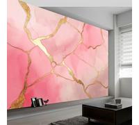 Wall Mural Abstract Photo Wallpaper 450W x 280H cm, Luxurious Pink Gold Marble Non-Woven Mural Decoration Poster Picture Modern Design - Wall Art for Living Room Kids Bedroom