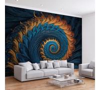 Wall Mural Abstract Totem Print Photo Wallpaper, Vintage Spiral Pattern Swirl Stripe Wall Mural - Modern Design Decoration Picture Poster Wallpaper 300W x 210H cm for Living Room Kids Bedroom Nursery