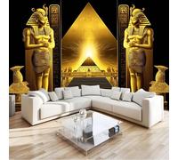 Wall Mural Ancient Egyptian Elements Pyramids Statues 400 x 280 cm Photo Wallpaper, 3D Print Non-Woven Mural Wallpaper, for Living Room Bedroom Kids Room TV Sofa Background Family Wall Decor