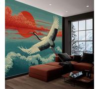 Wall Mural Animal Bird Feather Clouds Photo Wallpaper, Eastern Traditional Style Non-Woven Mural Decoration Poster Picture Modern Design - 200W x 140H cm Wall Art for Living Room Kids Bedroom