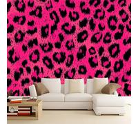 Wall Mural Animal Leopard Print Print Photo Wallpaper Mural, Non-Woven Wall Mural Decoration Poster Picture Design Modern 157.48" x 110.24"(W x H), Mural for Living Room Kids Bedroom Pink Black