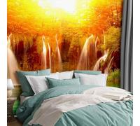 Wall Mural Autumn Landscape 200x140 cm 3D Photo Wallpaper Waterfall Wallpaper Non-Woven Wall Art Decoration Poster for Bedrooms and Living Room 1195-ABC