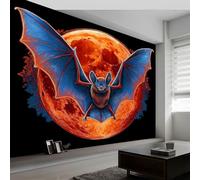 Wall Mural Bats The Moon Mystery 250x175 cm, High Definition Nature 3D Wallpaper Premium Non-Woven Photo Mural Wall Art Decor for Living Room & Bedroom Wall Covering Red