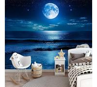 Wall Mural Beautiful Night Sky - 300 x 210 cm Full Moon and Stars Photo Wallpaper for Boys' Bedroom, Living Room, Playroom, Nursery, Teen Room, Kids' Photo Mural Wall Art