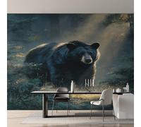Wall Mural Black Bear Wallpaper - Forest Wild Animal Photo Wallpaper for Living Room Bedroom, Non-Woven Black Wall Paper Home Decor Art 500x350 cm w6g4