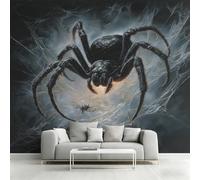 Wall Mural Black Spider Wallpaper - Insect Gothic Spider Web Photo Wallpaper for Living Room Bedroom, Non-Woven Black Gray Wall Paper Home Decor Art 400x280 cm w6g18