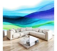 Wall Mural Blue and Purple Striped Waves Wallpaper, 3D Wall Mural Decoration Poster Watercolor Style Picture Design Photo Wallpaper for Living Room Bedroom Children's Room Office 400 x 280 cm