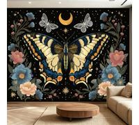 Wall Mural Bohemian Crescent Moon Butterfly Wallpaper, 3D Wall Mural Decoration Poster Galaxy Animals Art Picture Design Photo Wallpaper for Living Room Bedroom Children's Room 250 x 175 cm (W x H)