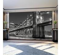 Wall Mural Brooklyn Bridge New York City Wallpaper 350 x 256 cm Black Non-Woven Indoor Wall Mural for Living Room Bedroom