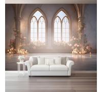 Wall Mural Brown Photo Wallpaper 200 x 140 cm（WxH, Gothic Style Architecture Flowers Non-Woven Mural Wall Art Decoration Poster Picture Design - Wallpaper Modern for Kids Room Living Room Bedroom