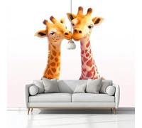 Wall Mural Cartoon Giraffe 300 x 210 cm Photo Wallpaper, 3D Print Non-Woven Mural Wallpaper, for Living Room Bedroom Kids Room TV Sofa Background Family Wall Decor