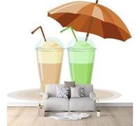 Wall Mural Casual Summer Cold Drink Cup Smoothie 150 x 105 cm - Premium Non-Woven Large Photo Wallpaper Background, Non-Self-Adhesive Wall Poster Decor for Home Bedroom, Living Room Playroom White