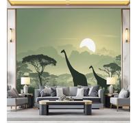 Wall Mural Colorful Non-Woven Wallpaper - Fantasy African Grasslands Dinosaurs Wall Decoration, Not Peel and Stick, Easy to Install, Perfect for Living Room & Bedroom, 300 x 210 cm (W x H)