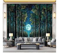 Wall Mural Colorful Non-Woven Wallpaper - Fantasy Path Forest Moon Wall Decoration, Not Peel and Stick, Easy to Install, Perfect for Living Room & Bedroom, 350 x 256 cm (W x H)