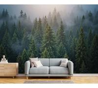 Wall Mural Coniferous Forest Scenery Silk Art Print Wallpaper Decor