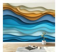Wall Mural Contemporary Photo Wallpaper Mural 500W x 280H cm, Abstract Waves Stripes Photo Poster Decor for Living Room Bedroom Office and Kids Room - Wall Art Wallpaper Easy to Install