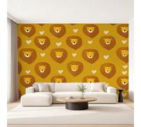 Wall Mural Cute Lion Wallpaper - Kids Cartoon Animal Lion Photo Wallpaper for Living Room Bedroom, Non-Woven Light Brown Wall Paper Home Decor Art 500x350 cm w6g3