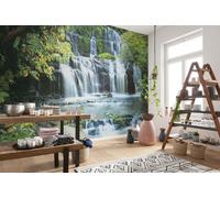 Wall Mural decor wallpaper Sunny Forest Waterfall 368x254 cm Kitchen Wall Mural