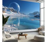 Wall Mural Dreamy Ice and Snow World Glacier Planet 300 x 210 cm - Premium Non-Woven Large Photo Wallpaper Background, Non-Self-Adhesive Wall Poster Decor for Home Bedroom, Living Room Playroom Blue