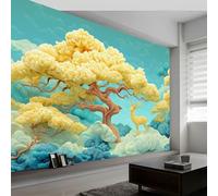 Wall Mural Dreamy Trees Animals Deer Photo Wallpaper, Chinese Landscape Painting Non-Woven Mural Decoration Poster Picture Modern Design - 500W x 280H cm Wall Art for Living Room Kids Bedroom