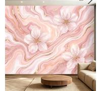 Wall Mural Elegant Cherry Blossom Wallpaper, 3D Wall Mural Decoration Poster Marble Floral Art Picture Design Photo Wallpaper for Living Room Bedroom Children's Room Office 300 x 210 cm (W x H)