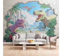 Wall Mural Fantasy 3D Illusion Photo Wallpaper Bedroom 500x280 cm | Wallpaper Mural Poster Cartoon Dinosaur T-Rex, Wall Art for Living Room, Kids Bedroom, Lounge, Studio, Office Decor