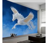 Wall Mural Fantasy Art Photo Wallpaper 450W x 280H cm, Animals White Horses Wings Non-Woven Mural Wall Art Decoration Poster Picture Design - Wallpaper Modern for Kids Room Living Room Bedroom