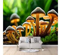 Wall Mural Fantasy Forest, Jazzy Wallpaper Fantasy Mushrooms 250x175cm 3D Optical Illusion Decorative Wall Panels Modern Photomurals Walls Art Easy Apply for Home Bedroom