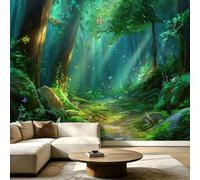 Wall Mural Fantasy Forest Wallpaper, Wall Mural Decoration Poster Trees Grassland Butterfly Photo Wallpaper for Living Room Bedroom Children's Room Office 350 x 256 cm (WxH)