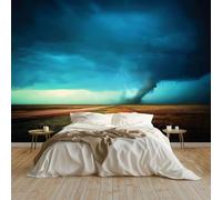 Wall Mural Fantasy Horizon Dark Clouds Lightning Tornado 250 x 175 cm (W x H) Luxury Non-Woven Wall Covering - Decoration Photo Wallpaper Picture, Ideal for Living Room Kids Bedroom Home Decor Blue