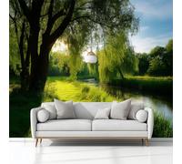 Wall Mural for Bedroom Living Room 350x245 cm, Photo Wallpaper Pastoral Style Nature Trees Green Non-Woven Modern Art Print Decoration Poster Picture for Kids Bedroom