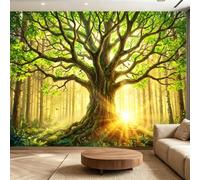 Wall Mural Forest Big Tree Leaf Wallpaper, 3D Wall Mural Decoration Poster Fantasy Art Picture Design Photo Wallpaper for Living Room Bedroom Children's Room Office 200 x 140 cm (W x H)