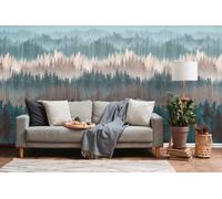 Wall Mural Forest Landscape Trees Fog Abstract Blue Brown 39181-1 (4,60£/1qm)