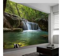 Wall Mural Forest Park Waterfall Lake Wallpaper, 3D Wall Mural Decoration Poster Nature Landscape Picture Design, Photo Wallpaper for Living Room Bedroom Children's Room Office 300 x 210 cm