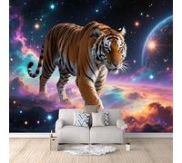 Wall Mural Galaxy Tiger, Tapete 3D Wild Tv Background Wall No Mess No Fuss Realistic 3D Look Eco-Friendly 500X280Cm