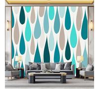 Wall Mural Geometric Blue-Green Water Drops Teardrops Wallpaper, 3D Wall Mural Decoration Poster Realism Picture Design Photo Wallpaper for Living Room Bedroom Children's Room Office 300 x 210 cm