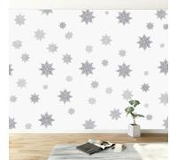Wall Mural Geometry Stars Snowflakes Print Photo Wallpaper, Minimalist Non-Woven Wall Mural Decoration Poster Picture Design Modern Wallpaper 350W x 256H cm for Living Room Kids Bedroom