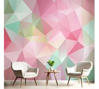 Wall Mural Gradient Low-Poly Geometry Wallpaper, 3D Wall Mural Decoration Poster Abstract Modern Design, Pastel Colors Photo Wallpaper For Living Room Bedroom Children'S Room Office 250X175Cm