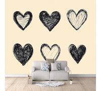 Wall Mural Hand-painted Love Heart 3D Photo Wallpaper, Romantic Heart Pattern Wall Murals for Bedroom Living Room, Non-Woven Mural Wallpaper Art Poster Sofa TV Background Decor 500 × 280 cm (WxH)