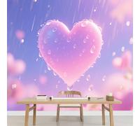 Wall Mural Heart Wallpaper Wall Decals Purple Dream Self-Adhesive Large Poster Paper for Living Room Bedroom Kids Room Motif 450x320cm