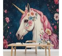 Wall Mural Horse Animal Removable Self-Adhesive Wallpaper Flowers and Nature Waterproof Poster Paper Wall Decoration for Bedroom Living Room 200x140cm