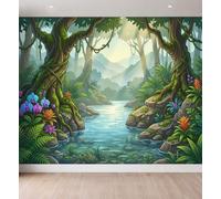 Wall Mural Jungle River Wallpaper | 3D Wall Mural Decoration Poster Fantasy Forest Art Picture Design Photo Wallpaper for Children's Room, 150 x 105 cm (W x H)