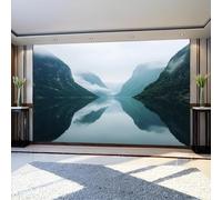 Wall Mural Lakes and Mountains Wallpaper 350 x 256 cm Natural Landscape Non-Woven Indoor Wall Mural for Living Room Bedroom