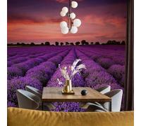 Wall Mural Lavender 200x140 cm 3D Photo Wallpaper Purple Flowers Wallpaper Non-Woven Wall Art Decoration Poster for Bedrooms and Living Room 1267-ABC