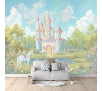 Wall Mural Luxurious Photo Wallpaper 400 x 280 cm, Dreamy Princess Castle Blue Non-Woven Mural Wall Art Decoration Poster Picture Design - Wallpaper Modern for Kids Room Living Room Bedroom
