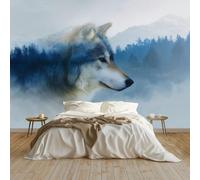 Wall Mural Malerei Tiere Wolf Berge Photo Wallpaper Non-Woven 200x140 cm Wallpaper Roll Mural Wallcoverings for Bedroom Living Room TV Backdrop, Hellgrau