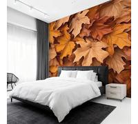 Wall Mural Maple Leaf Wallpaper - Fall Autumn Leaves Photo Wallpaper for Living Room Bedroom, Non-Woven Light Brown Wall Paper Home Decor Art 366x254 cm w6g9